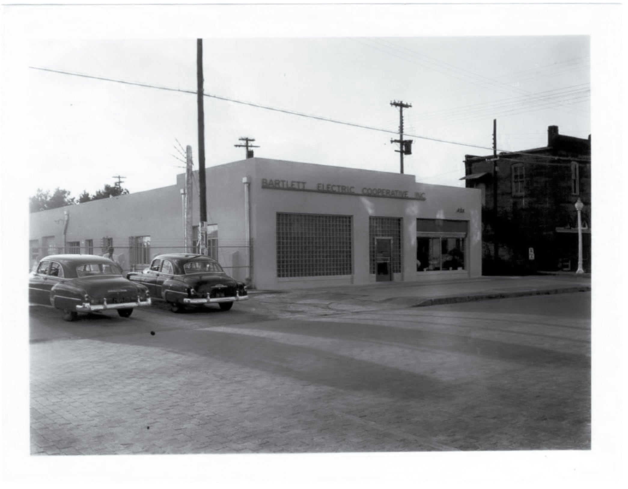 Historic Bartlett Electric Cooperative headquarters building on Evie Street in Bartlett, Texas, supporting early rural electric service expansion