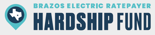 Brazos Electric Ratepayer Hardship Fund logo featuring Texas outline icon and bold lettering