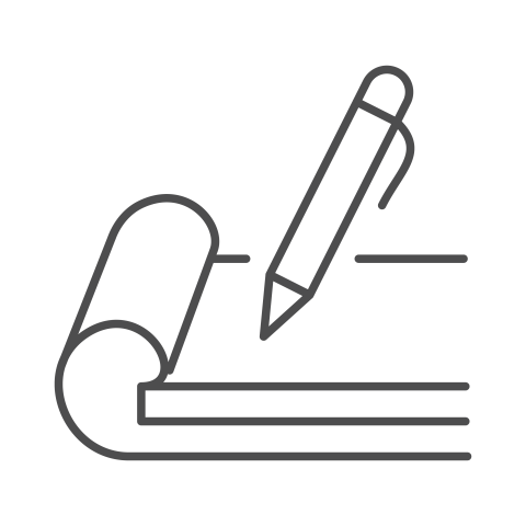 Provide Required Documentation (Document and Pen): Document and pen icon representing the submission of required documentation to verify an unclaimed property claim.