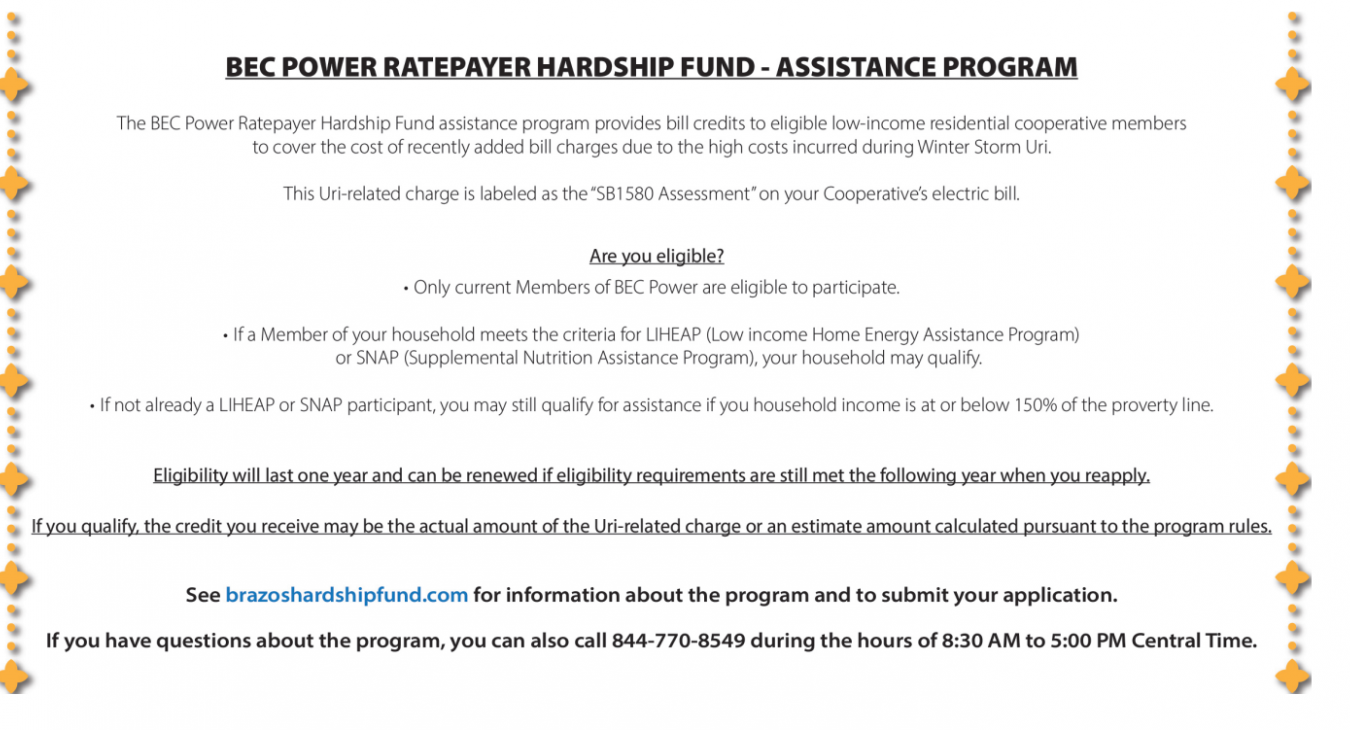 BEC POWER ASSISTANCE PROGRAM 